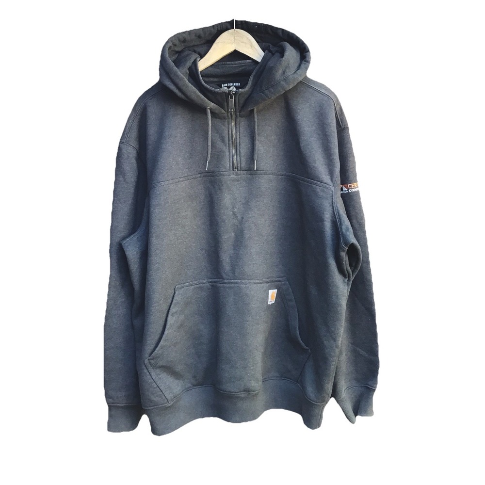 Carhartt Rain Defender Loose Fit XL Gray Quarter Zip Hoodie Andersen Contractor